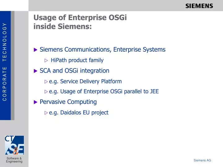 usage of enterprise osgi inside siemens