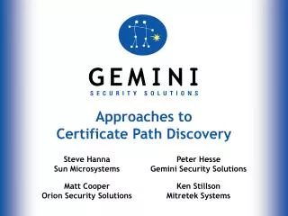 Approaches to Certificate Path Discovery