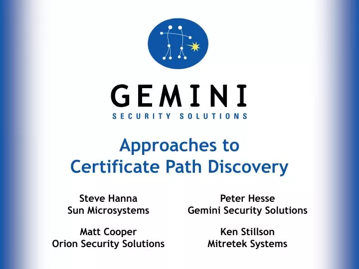 approaches to certificate path discovery