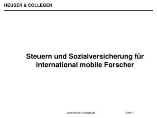 Steuern und Sozialversicherung für international mobile Forscher