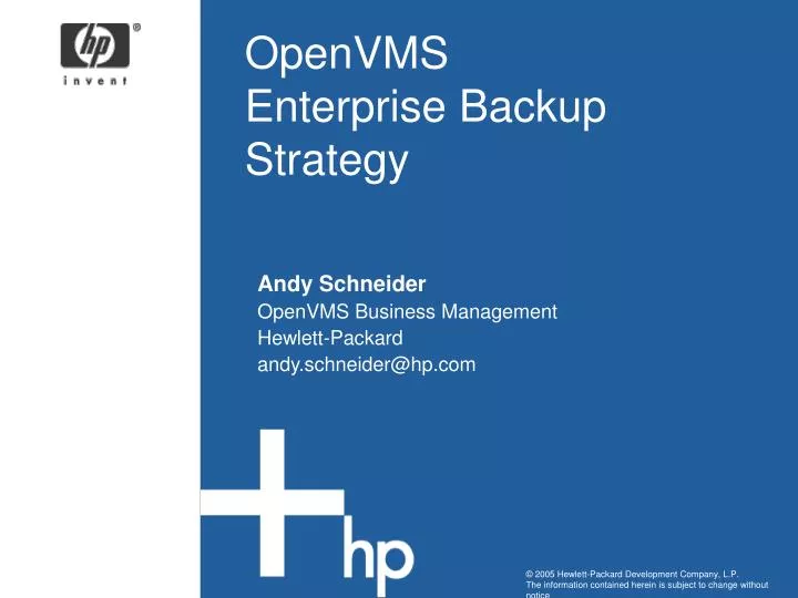openvms enterprise backup strategy