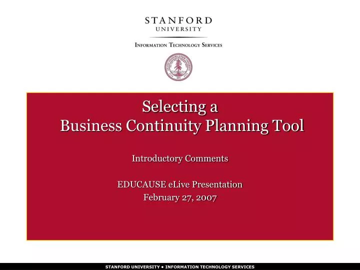 selecting a business continuity planning tool