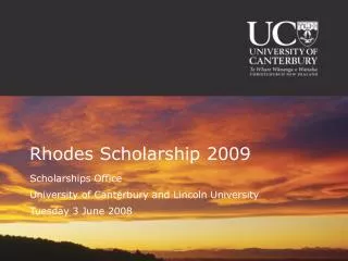 Rhodes Scholarship 2009