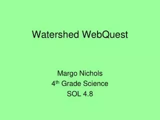Watershed WebQuest