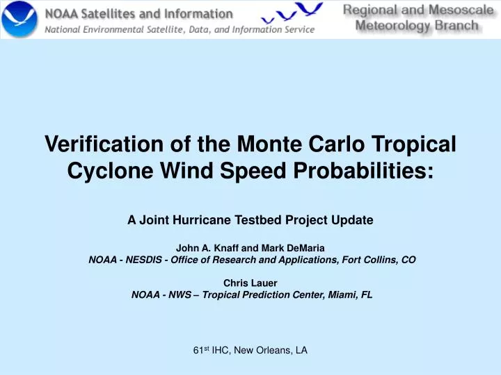 verification of the monte carlo tropical cyclone wind speed probabilities