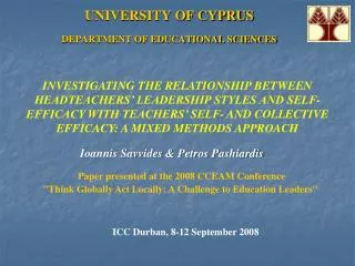 UNIVERSITY OF CYPRUS DEPARTMENT OF EDUCATIONAL SCIENCES