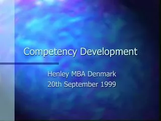 Competency Development