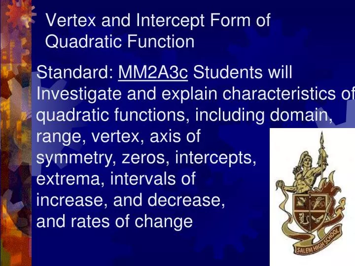 vertex and intercept form of quadratic function