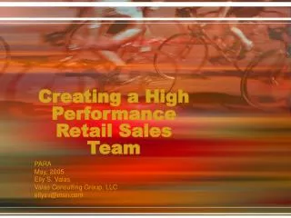 Creating a High Performance Retail Sales Team