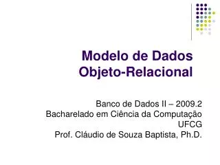 Modelo de Dados Objeto-Relacional