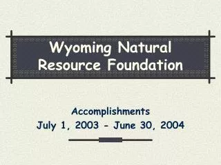 Wyoming Natural Resource Foundation
