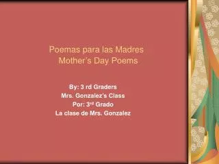 Poemas para las Madres Mother’s Day Poems