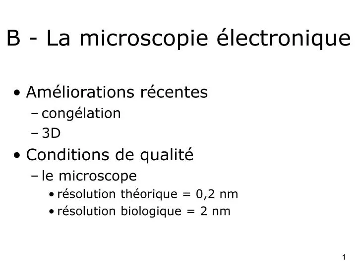 b la microscopie lectronique