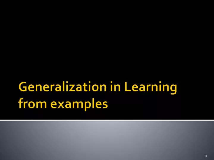 generalization in learning from examples