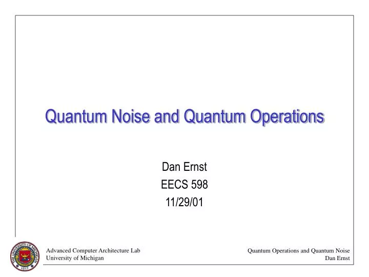 quantum noise and quantum operations