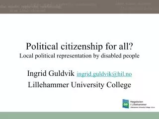 Political citizenship for all? Local political representation by disabled people