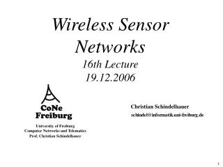 wireless sensor networks 16th lecture 19 12 2006