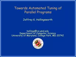 Towards Automated Tuning of Parallel Programs