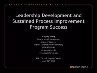 Leadership Development and Sustained Process Improvement Program Success