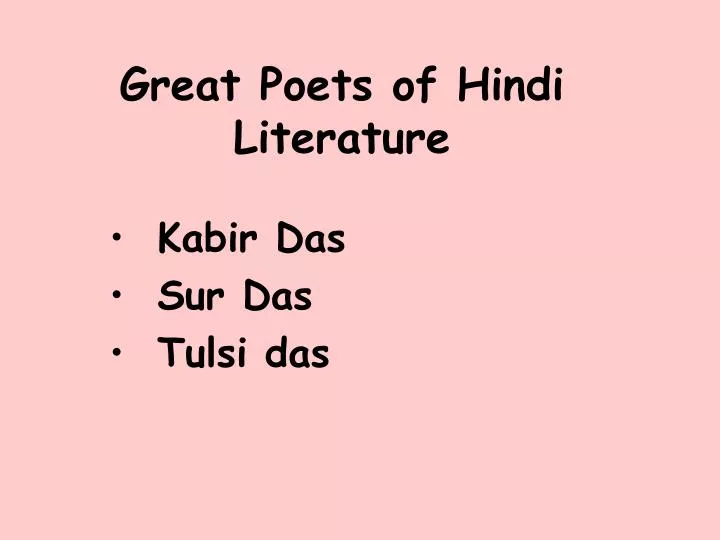 great poets of hindi literature