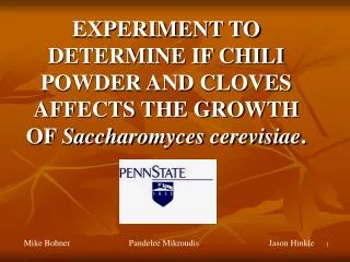 EXPERIMENT TO DETERMINE IF CHILI POWDER AND CLOVES AFFECTS THE GROWTH OF Saccharomyces cerevisiae .