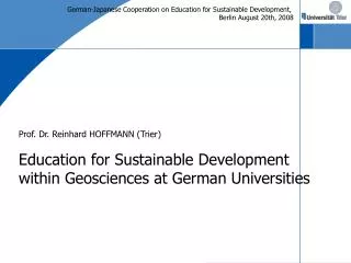 German-Japanese Cooperation on Education for Sustainable Development, Berlin August 20th, 2008