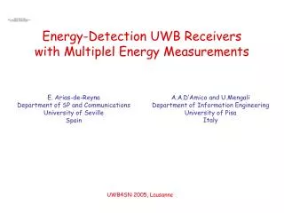 Energy-Detection UWB Receivers with Multiplel Energy Measurements