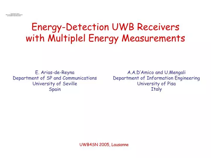 energy detection uwb receivers with multiplel energy measurements