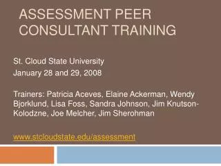 Assessment Peer Consultant Training