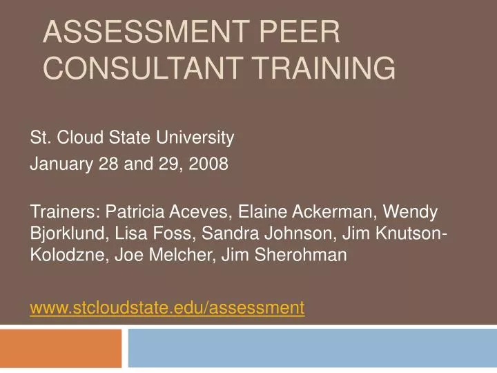 assessment peer consultant training