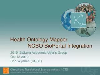 Health Ontology Mapper NCBO BioPortal Integration