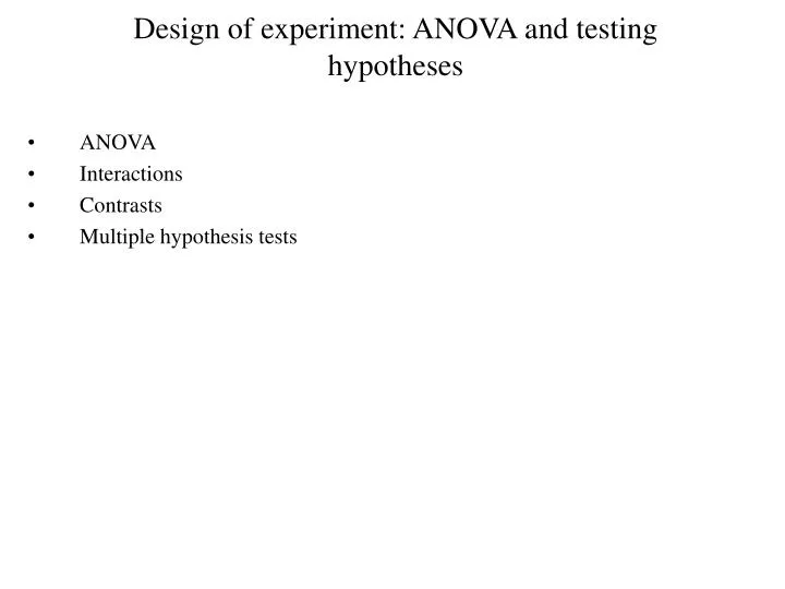 design of experiment anova and testing hypotheses