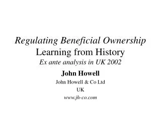 Regulating Beneficial Ownership Learning from History Ex ante analysis in UK 2002