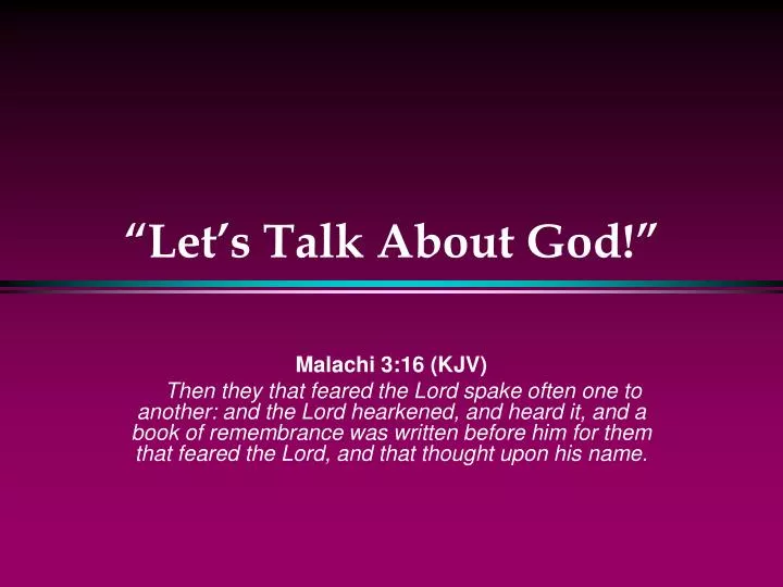 let s talk about god