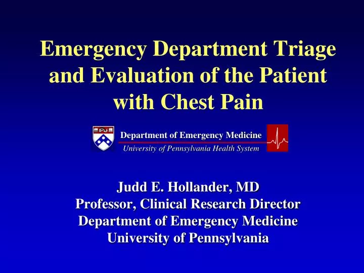 emergency department triage and evaluation of the patient with chest pain