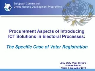 Procurement Aspects of Introducing ICT Solutions in Electoral Processes: The Specific Case of Voter Registration