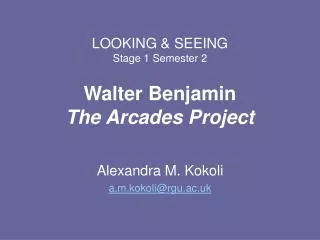 LOOKING &amp; SEEING Stage 1 Semester 2 Walter Benjamin The Arcades Project