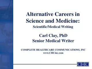 Alternative Careers in Science and Medicine: