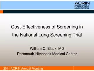 Cost-Effectiveness of Screening in the National Lung Screening Trial