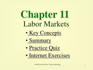 Chapter 11 Labor Markets
