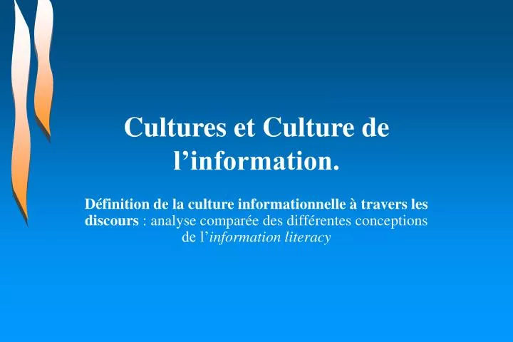 cultures et culture de l information