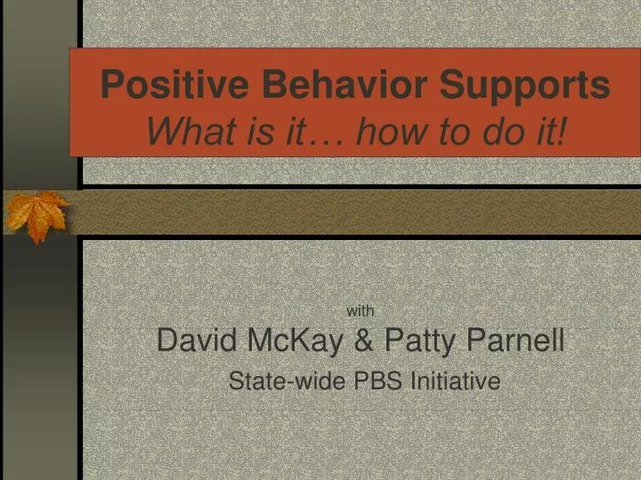 positive behavior supports what is it how to do it