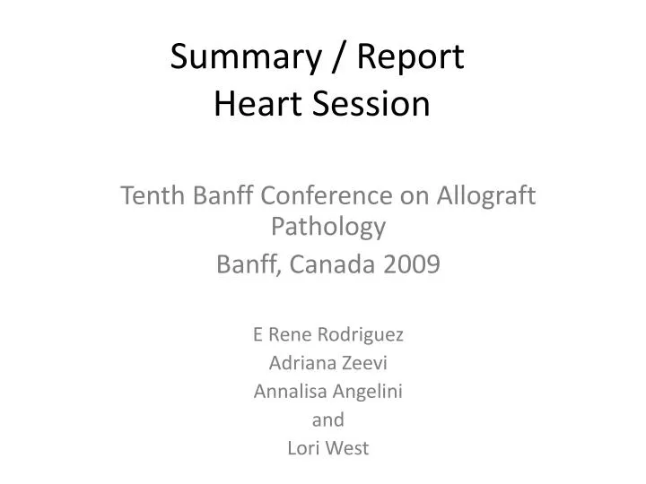 summary report heart session