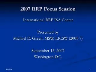 2007 RRP Focus Session