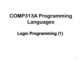 COMP313A Programming Languages