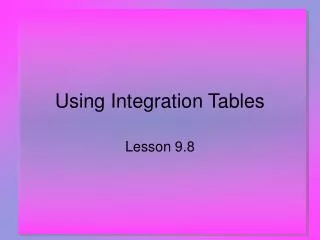 Using Integration Tables