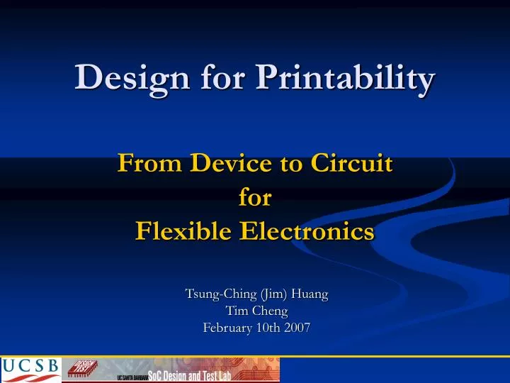 design for printability from device to circuit for flexible electronics