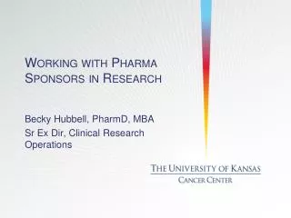 Working with Pharma Sponsors in Research