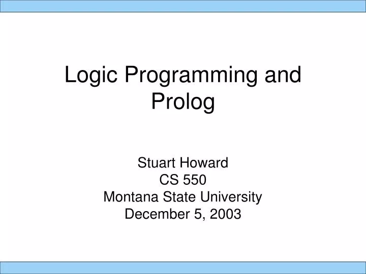 logic programming and prolog