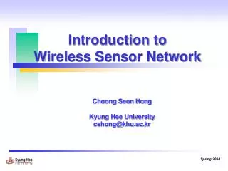 Introduction to Wireless Sensor Network